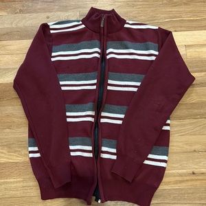 Max & Dutch Collection Maroon Striped Zip Sweater Size M